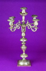 SILVER AND SILVER-PLATED FIVE-LIGHT CANDELABRUM