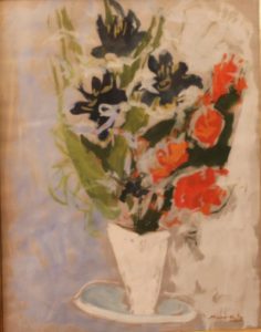 VASE OF FLOWERS WITH BRIDE AND GROOM BY MANE KATZ